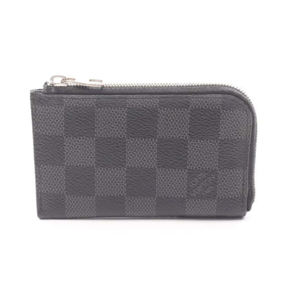 Louis Vuitton Portemonnaie coin case Wallet Canvas Damier Graphite Black